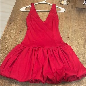 Red Sleeveless Dress with Bubble Hem